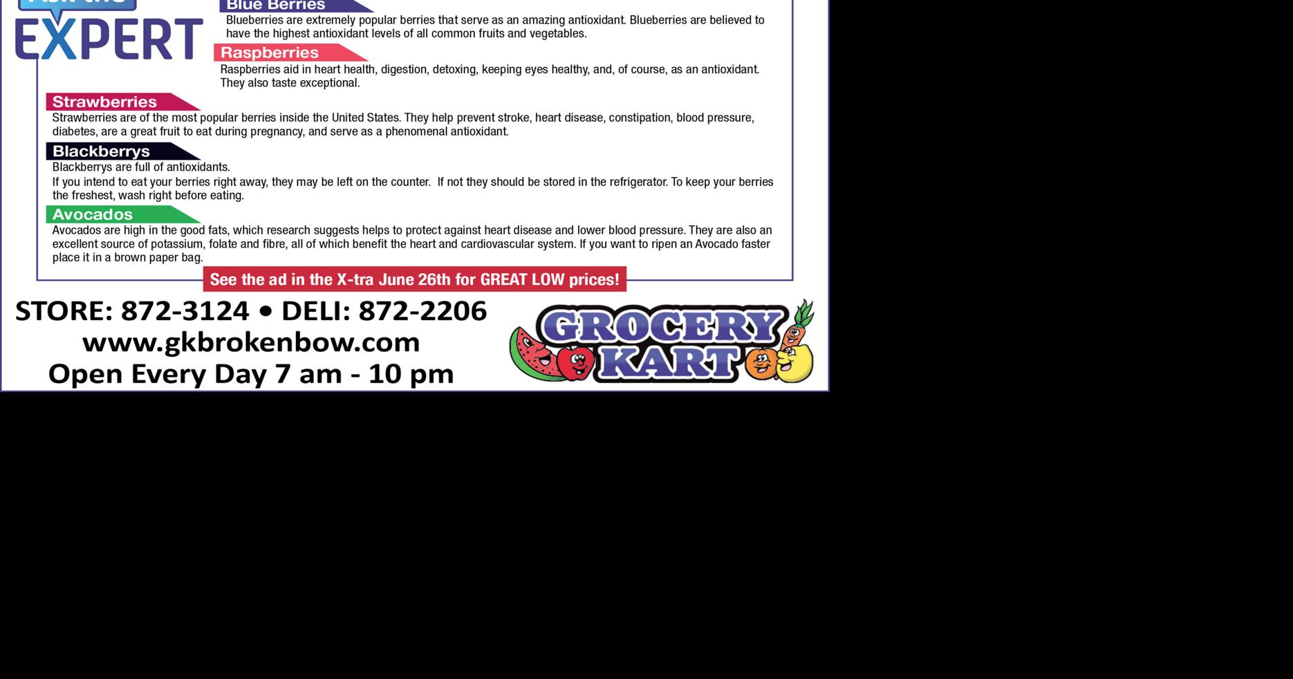ASK THE EXPERT Grocery Kart, Berries and Avacados! News