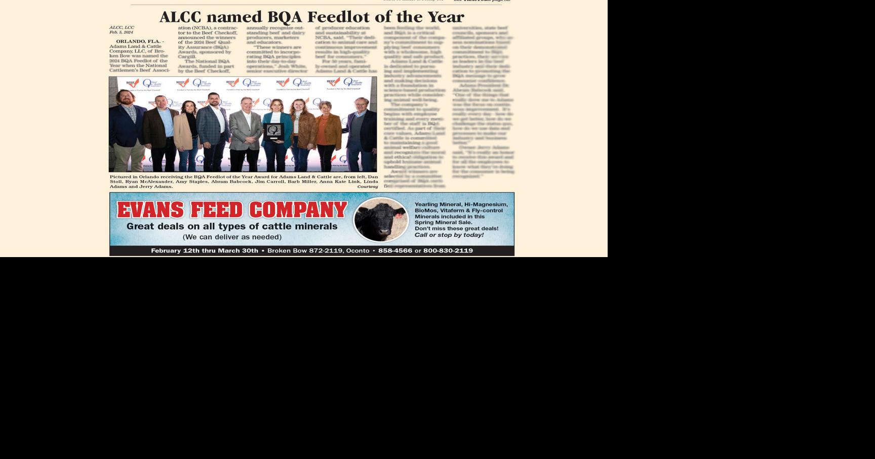In this week's Chief - Adams Land & Cattle named BQA Feedlot of the ...