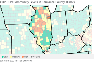 Kankakee County COVID-19 community levels 6/19/2022