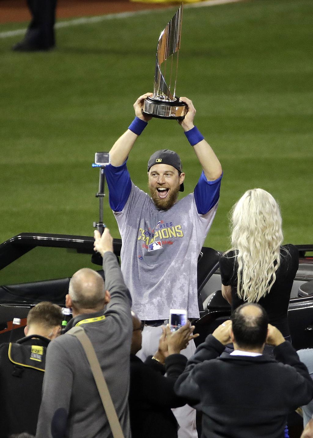 Chicago Cubs Ben Zobrist Celebrates His 10th inning Double…