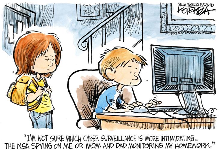 Editorial cartoon: NSA spying homework