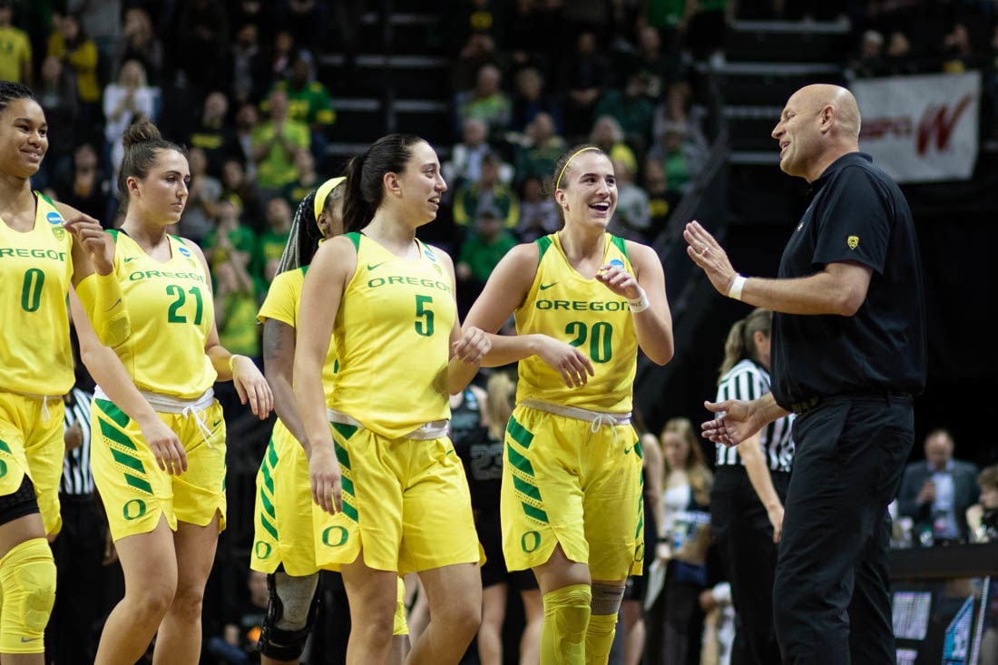 Oregon women's basketball members playing with their hearts on their