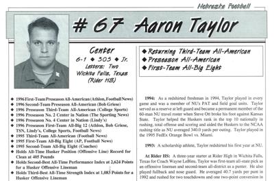 Former Husker Aaron Taylor To Be Inducted To College Football Hall