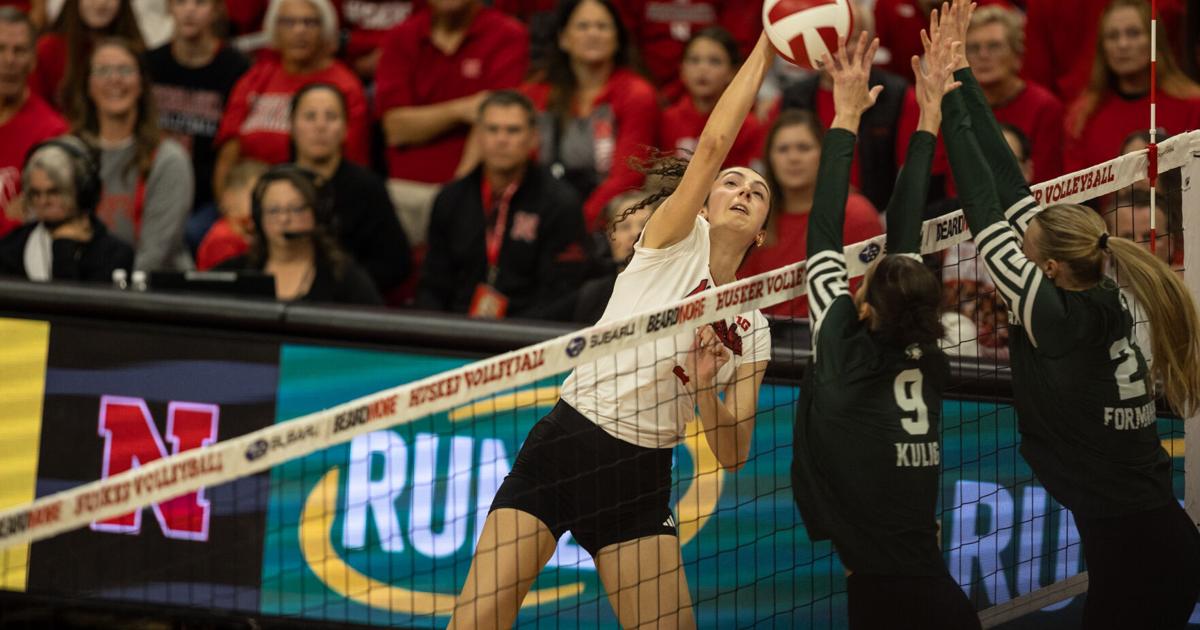 Adriano’s career day fuels Nebraska sweep over Michigan State