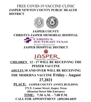 JNHD Vaccine Clinic, August 27