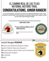 National Park Service Junior Ranger certificate for the El Camino Real de los Tejas National Historic Trail