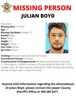 Missing Jasper County man, last seen near hunting club