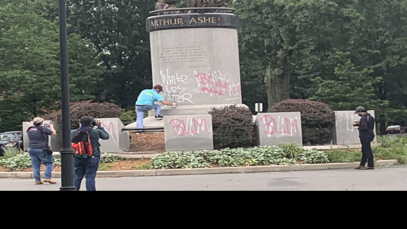 Arthur Ashe Statue Vandalized With White Lives Matter Graffiti State Dailyprogress Com