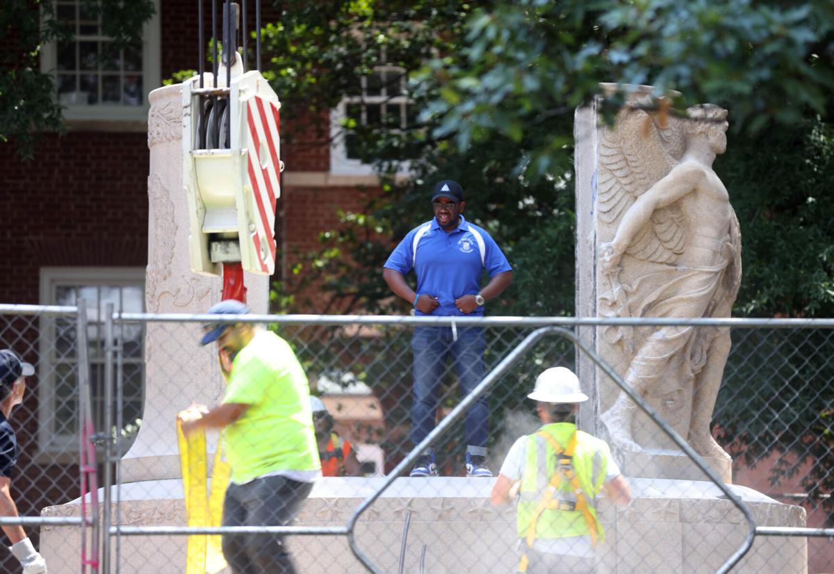 Jackson statue base removed