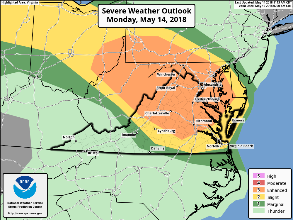 Severe storms could hit the Central Virginia later today, and strong ...