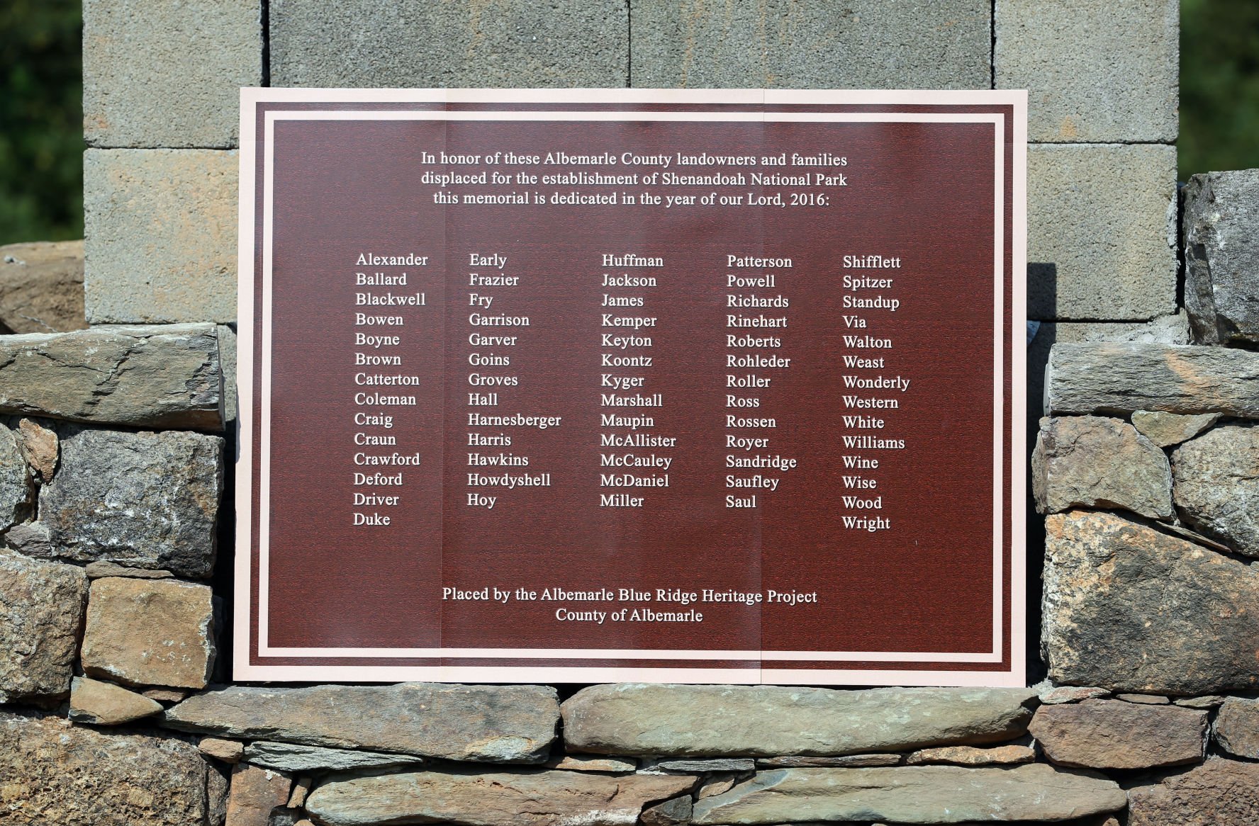 Monument To Families Displaced By Shenandoah National Park Unveiled ...