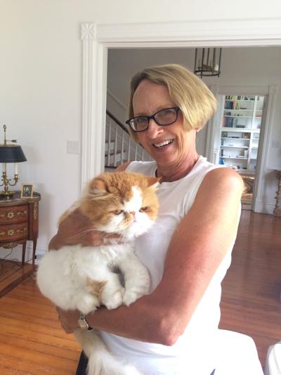 Claus the cat with Gail Babnew