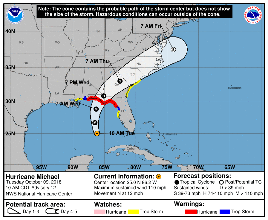 Update: Winds In Hurricane Michael Up To 110 Mph; Landfall Expected 