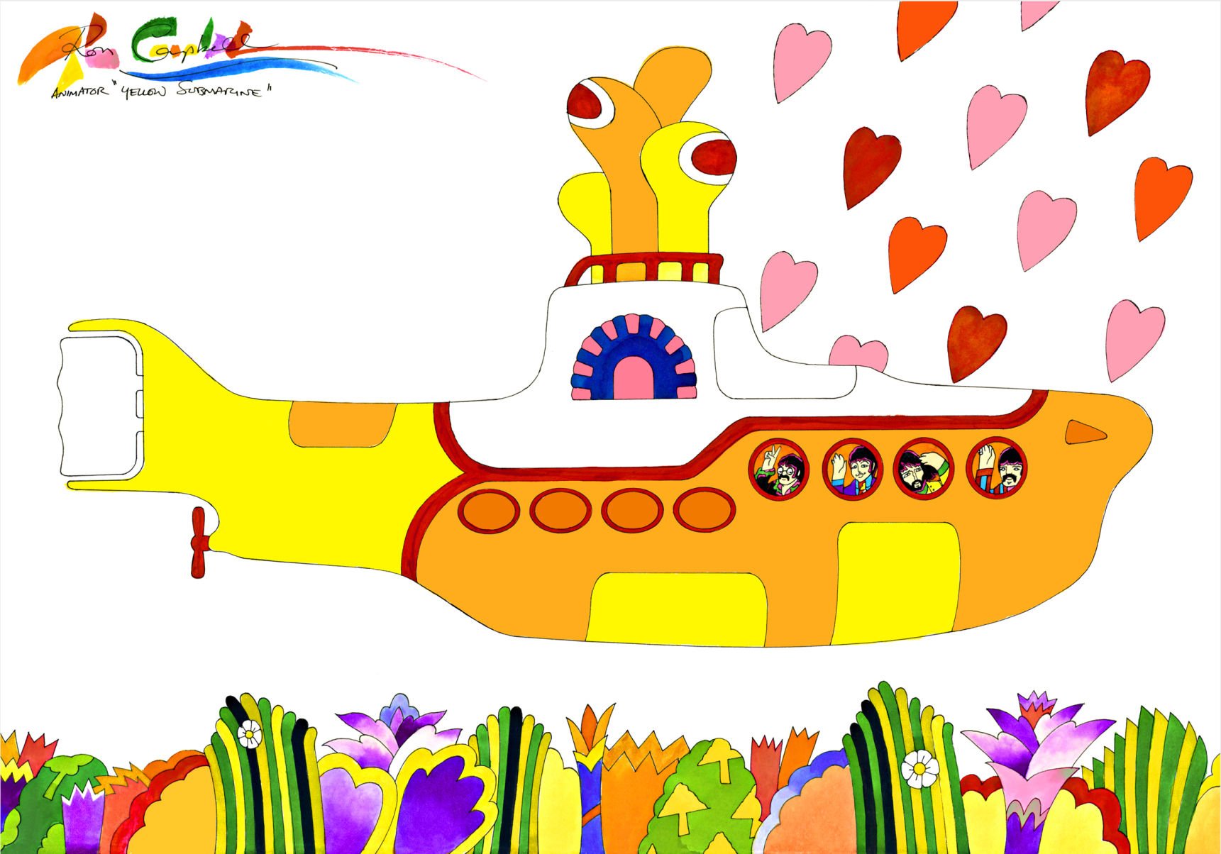 yellow submarine cartoon landscape