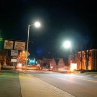 Testing Streetlights Town testing LED streetlights on North Main