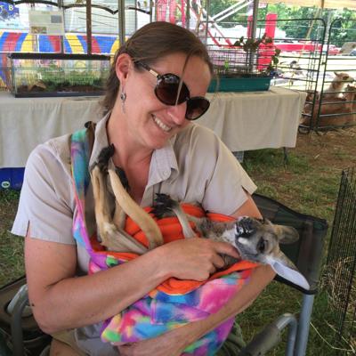 Jennifer Caton and Khloe the baby kangaroo