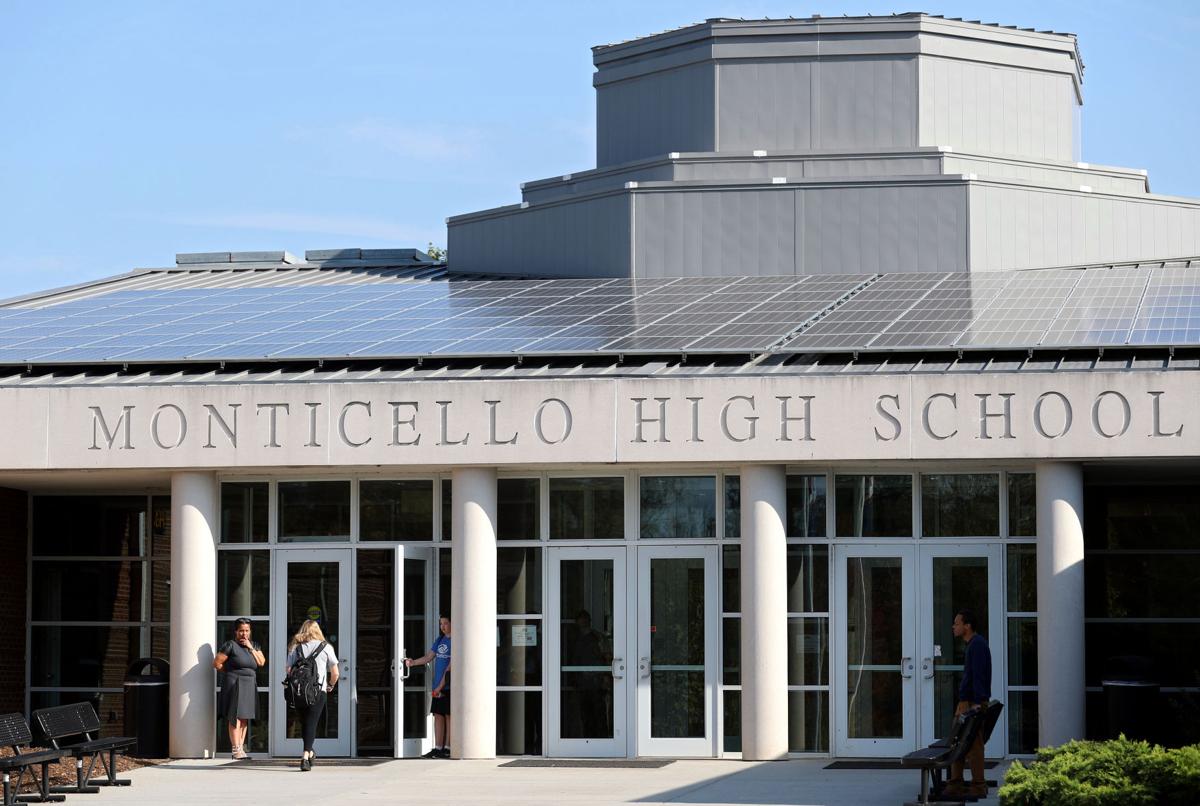 At Monticello High School, McAuliffe touts solar panels, energy plan