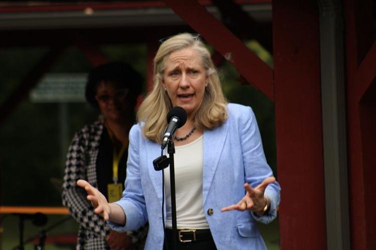 Virginia Gov. Abigail Spanberger in Grottoes on Sept. 20.