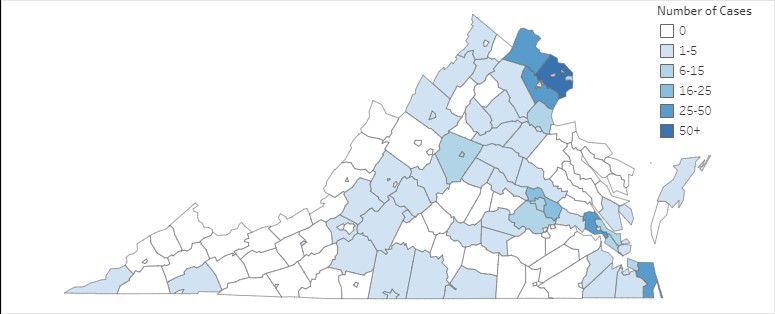 460 Cases Of Covid 19 In Virginia Most Virginia Cases Of Covid 19 Are People In Their 50s 60s And s State Dailyprogress Com