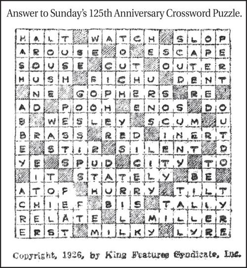 Crossword solution - Jan. 8 125 Years of Progress | 125 Years ...
