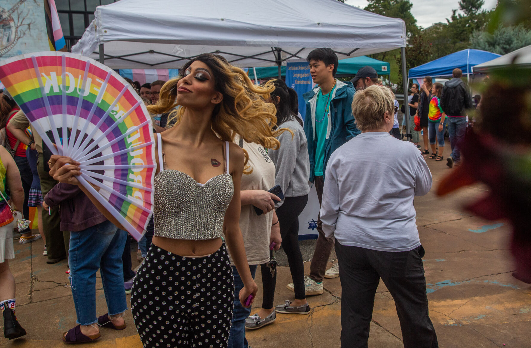 Crowd of hundreds braves the rain for Charlottesville Pride