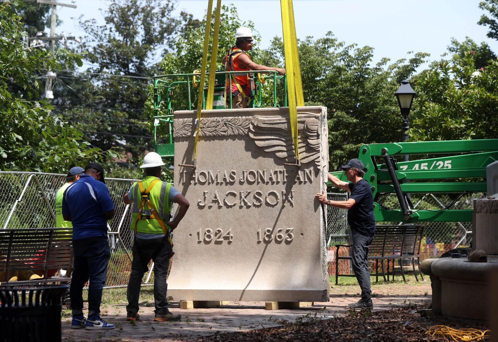 Jackson statue base removed