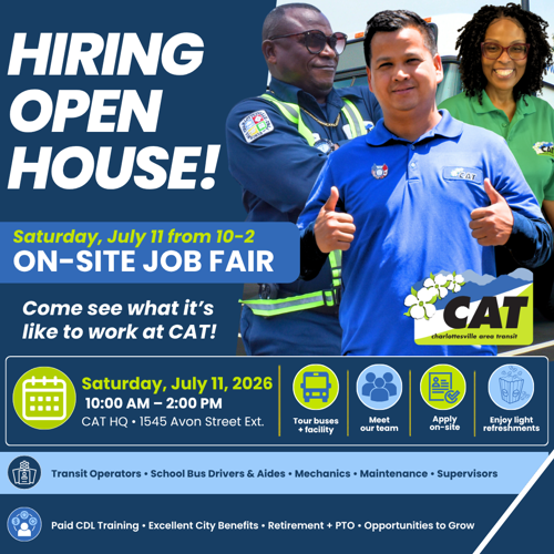 Charlottesville Area Transit to Host a Second Career Fair on September 5