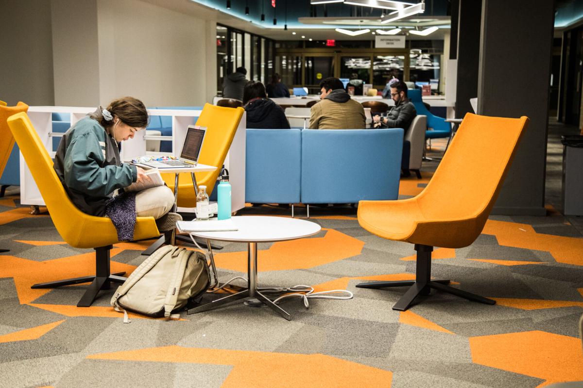 The south side of the Pollak Library at Cal State Fullerton reopens