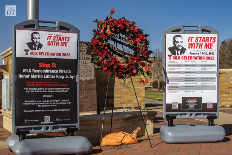 Memorial circle holds a MLK jr. wreath