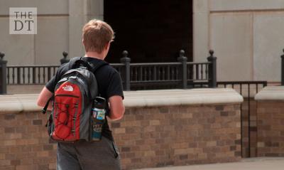 Student walks to first day of classes