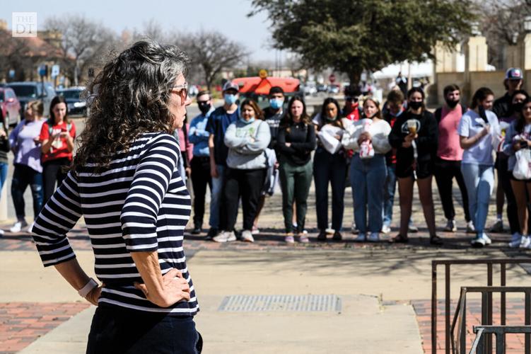 Brother Jed and Sister Cindy preach to students on Texas Tech campus