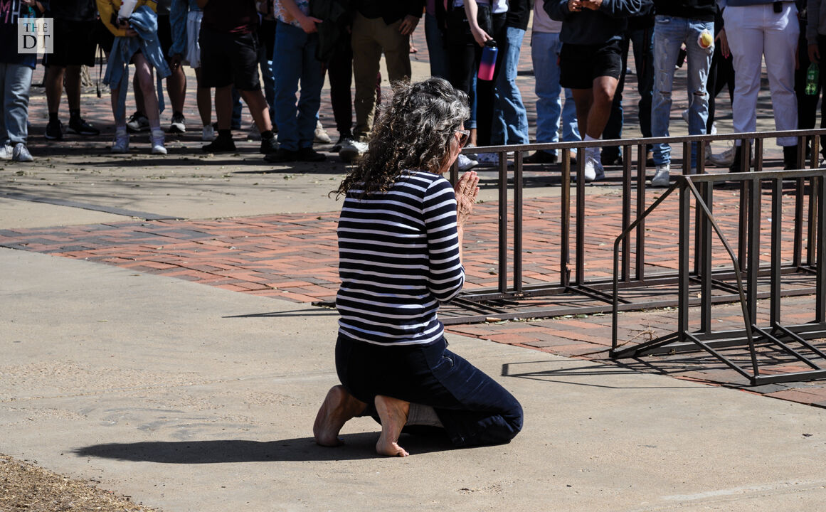 Brother Jed and Sister Cindy preach to students on Texas Tech campus