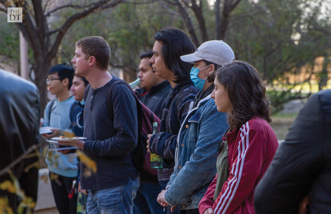 Students listen to announcements