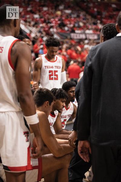 The Red Raiders draw up a play during a time out