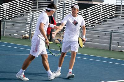 Texas Tech men's tennis played the University of New Mexico on Sunday, March 1, 2020, at the McLeod Tennis Center. The Red Raiders defeated the Lobo's in doubles 1-0 and in singles 4-1.