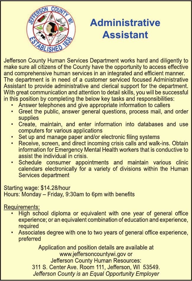 Jefferson Coutny Administrative Assistant Jobs