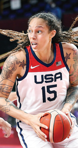 USA’s Brittney Griner at the 2020  Tokyo Olympics in August 2021
