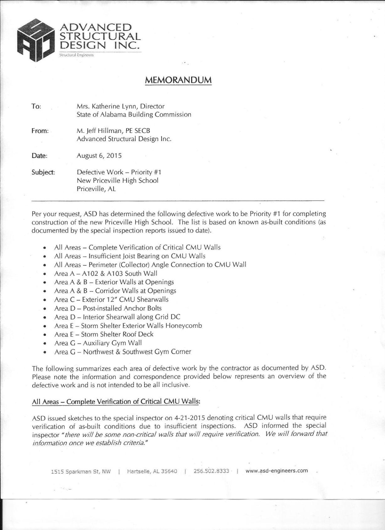 new priceville high school defective work memo decaturdaily com work memo