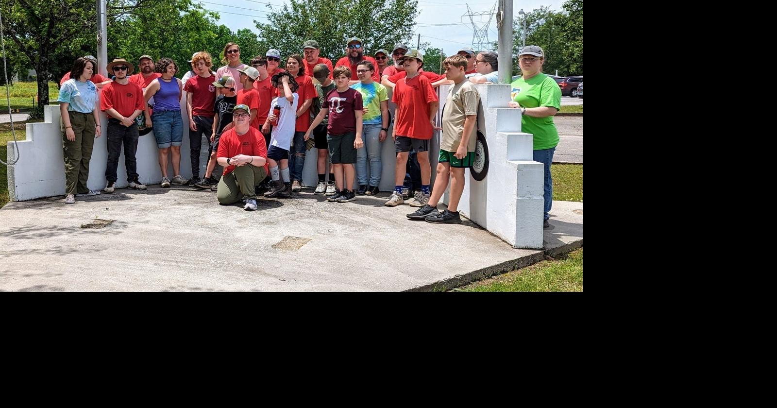 Britnell, other Scouts improve appearance of VFW as part of his Eagle