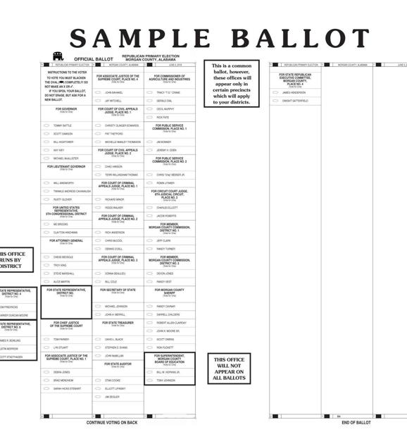 Republican sample ballot