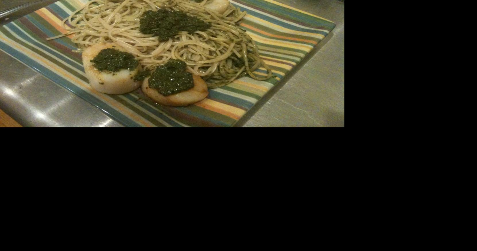 Diabetes Quick Fix Pesto Scallops with Fresh Fettuccini Food