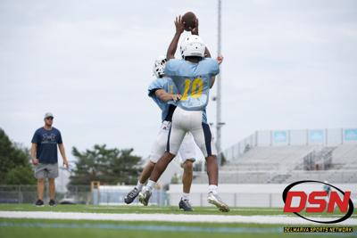 Cape Henlopen football practice tremendous jumping catch