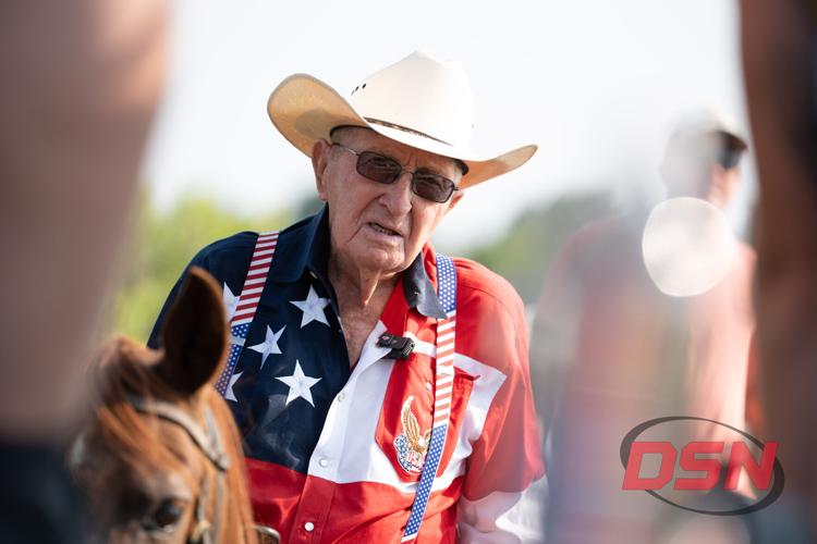 Close-up of the Saltwater Cowboy in patriotic attire on horseback.jpg