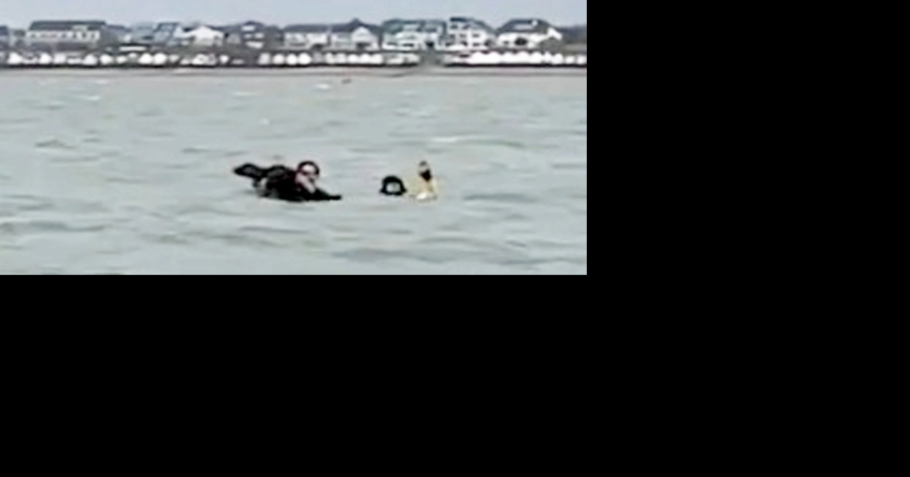 Moment two men rescued from drowning captured on camera