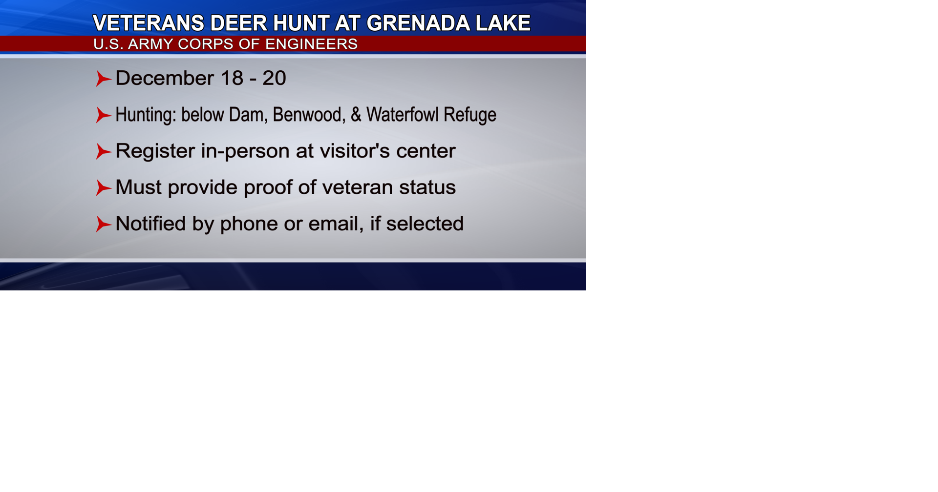 Veterans Deer Hunt at Grenada Lake Accepting Applications