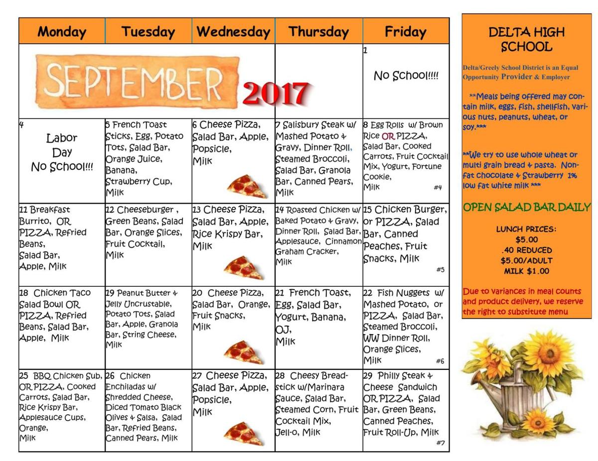 DHS Lunch Menu September | Schools | deltawindonline.com