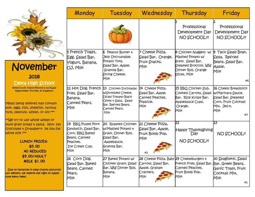 Dhs Lunch Menu November Schools Deltawindonline Com