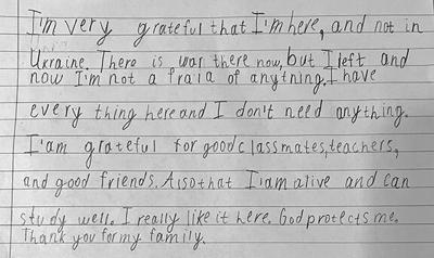 Fourth-grade student letter