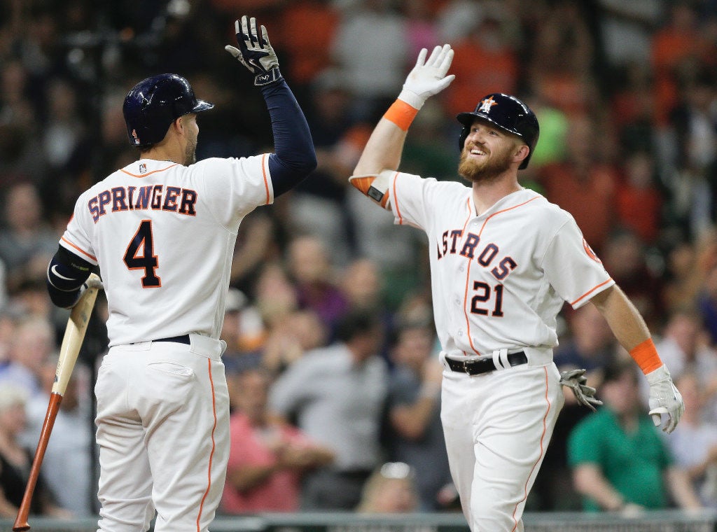 Alex Bregman and Jake Marisnick by Bob Levey