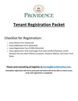 Tenant registration packet